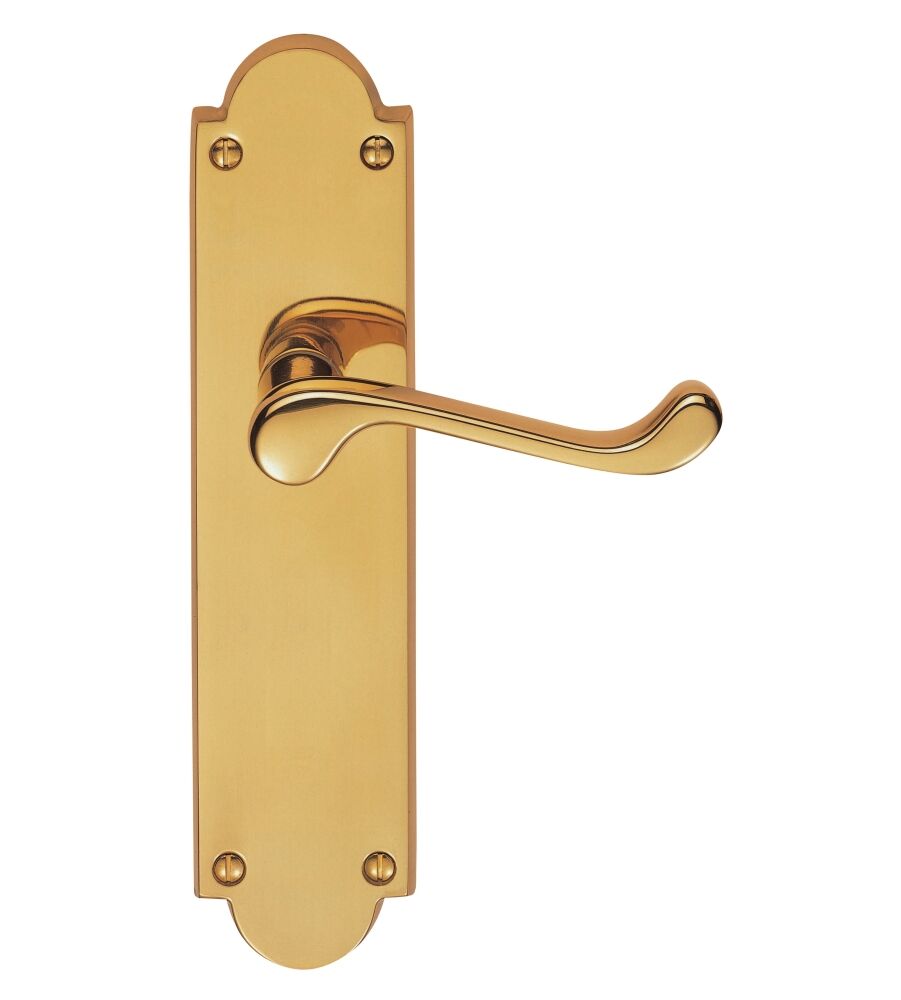 CARLISLE BRASS M67 VICTORIAN SCROLL LEVER ON SHAPED BACKPLATE - LATCH 205 X 49MM - PAIR