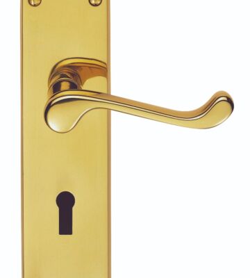 Carlisle Brass M68 Victorian Scroll Lever On Shaped Backplate – Lock 57mm C/C 205 X 49mm – Pair