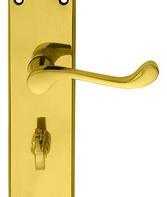 Carlisle Brass M68WC Victorian Scroll Lever On Shaped Backplate – Bathroom 57mm C/C 205 X 49mm – Pair