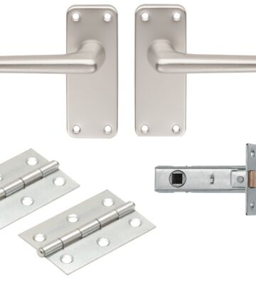 Carlisle Brass SAA22/INTB Aluminium Lever Latch Internal Pack C/W Saa22 Handles 2.5” Tubular Latch & 1 Pair Of Hinges – Pack(Int)