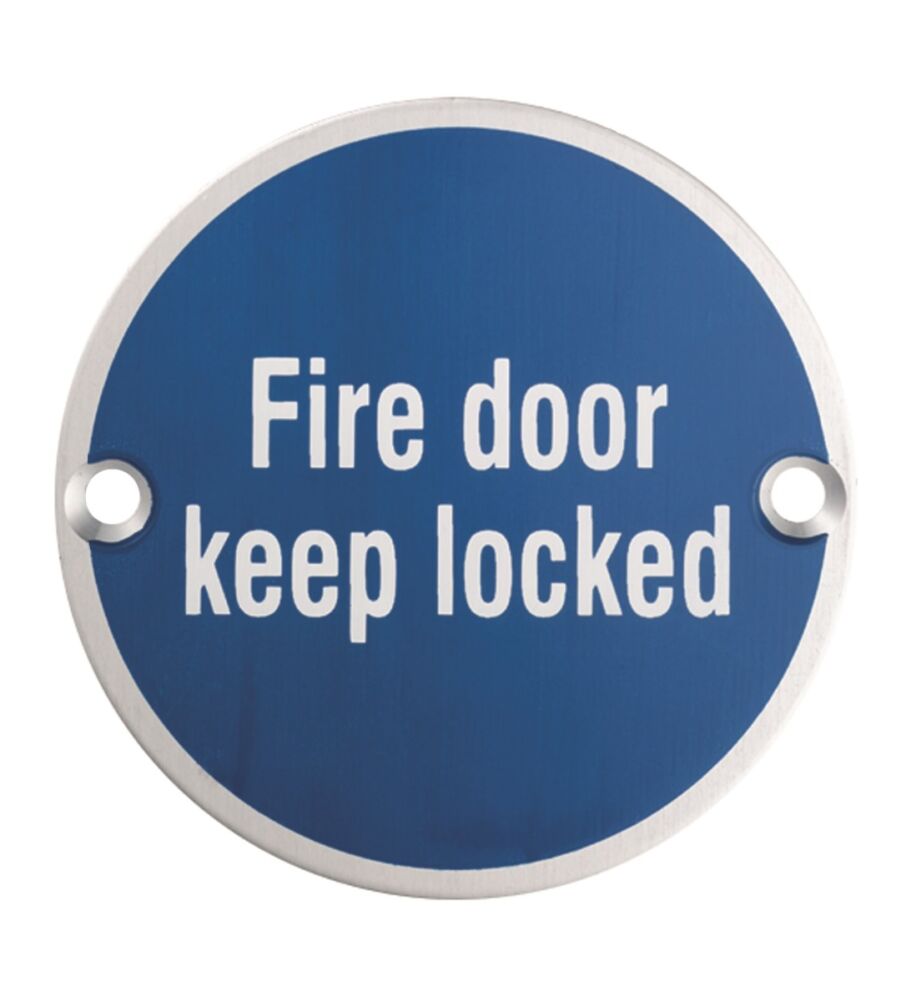 CARLISLE BRASS SEX1015SSS 76 X 1.5MM FIRE DOOR SIGN - KEEP LOCKED - FACE FIX