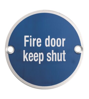Carlisle Brass SEX1016SSS 76 X 1.5mm Fire Door Sign – Keep Shut – Face Fix