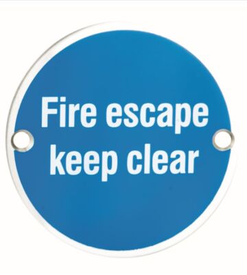 Carlisle Brass SEX1021BSS 76 X 1.5mm Fire Escape Keep Clear Sign – Face Fix