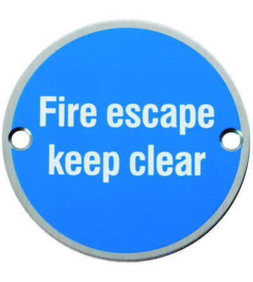 Carlisle Brass SEX1021SSS 76 X 1.5mm Fire Escape Keep Clear Sign – Face Fix