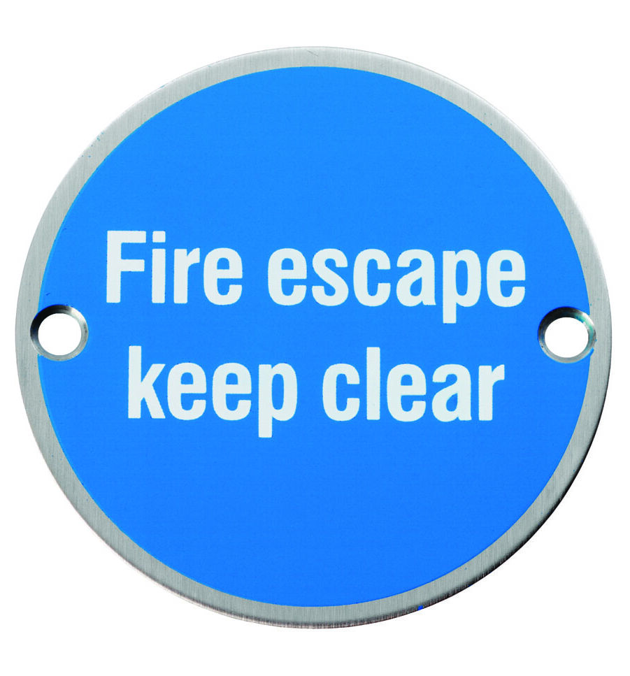 CARLISLE BRASS SEX1021SSS 76 X 1.5MM FIRE ESCAPE KEEP CLEAR SIGN - FACE FIX