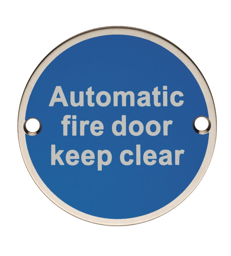 CARLISLE BRASS SEX1022BSS 76 X 1.5MM AUTOMATIC FIRE DOOR KEEP CLEAR SIGN - FACE FIX