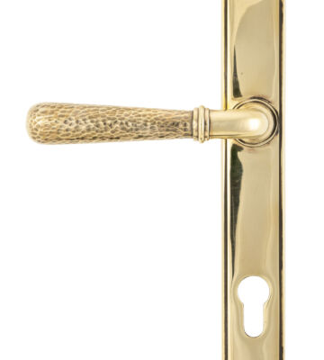 From The Anvil Aged Brass Hammered Newbury Slimline Espag. Lock Set