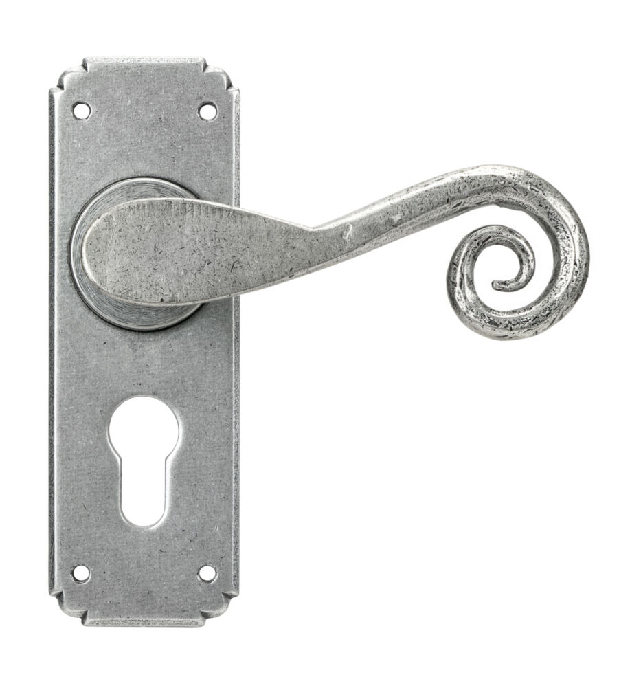 From The Anvil Pewter Monkeytail Lever Euro Lock Set