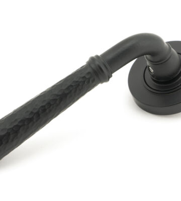 From The Anvil Matt Black Hammered Newbury Lever On Rose Set (Plain)