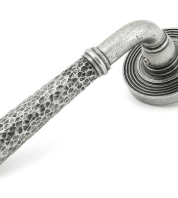 From The Anvil Pewter Hammered Newbury Lever On Rose Set (Beehive)