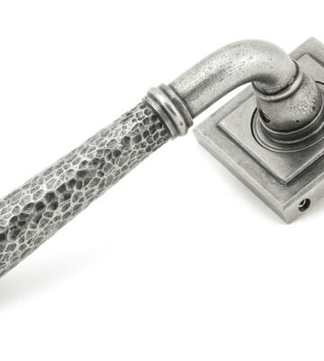From The Anvil Pewter Hammered Newbury Lever On Rose Set (Square)