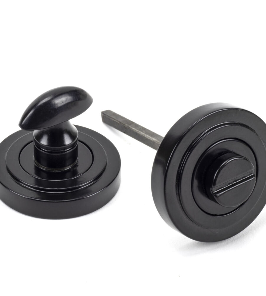 From The Anvil Black Round Thumbturn Set (Art Deco)