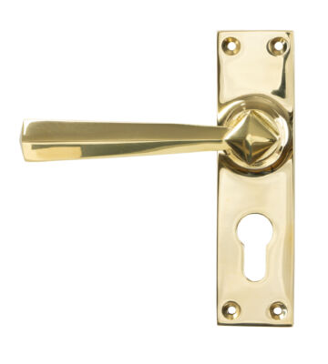 From The Anvil Polished Brass Straight Lever Euro Lock Set