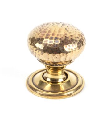 From The Anvil Aged Brass Hammered Mushroom Cabinet Knob 32mm