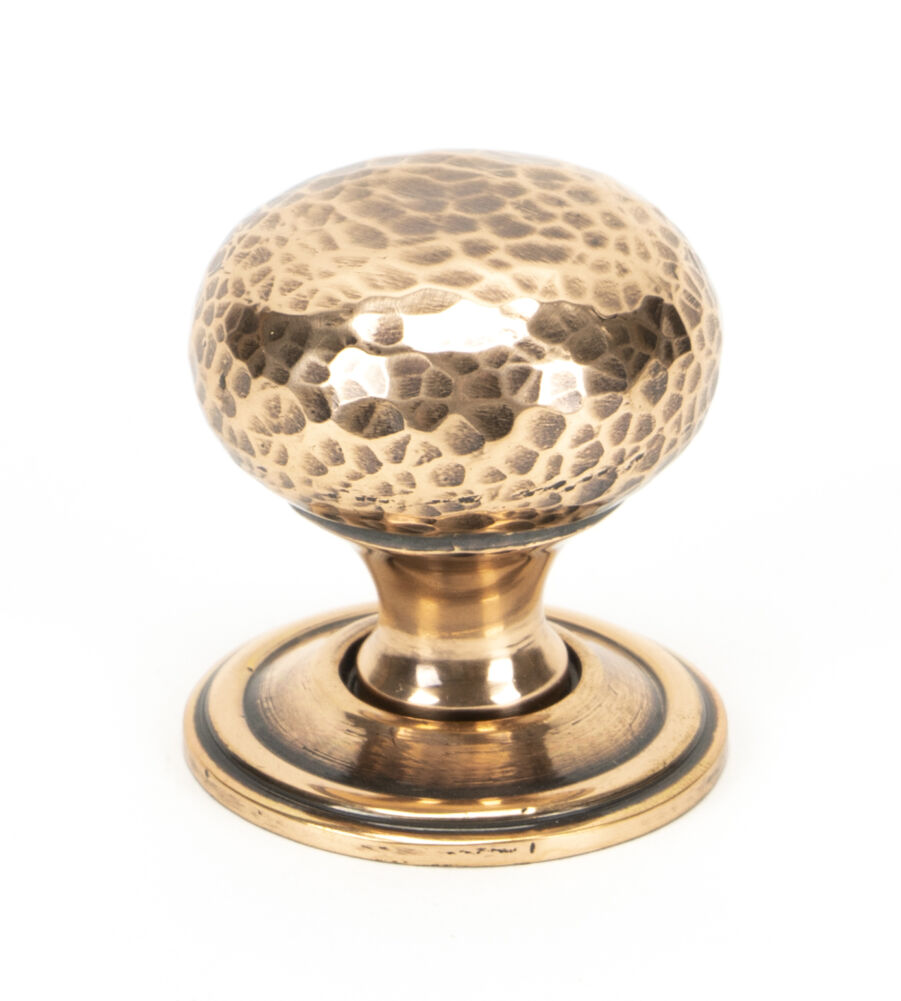 From The Anvil Polished Bronze Hammered Mushroom Cabinet Knob 32mm