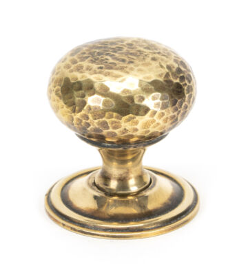 From The Anvil Aged Brass Hammered Mushroom Cabinet Knob 38mm