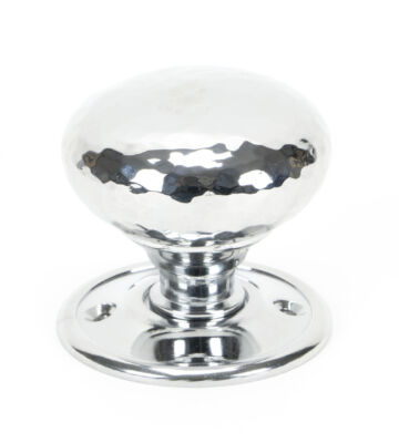 From The Anvil Polished Chrome Hammered Mushroom Mortice/Rim Knob Set