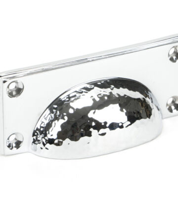 From The Anvil Polished Chrome Hammered Art Deco Drawer Pull
