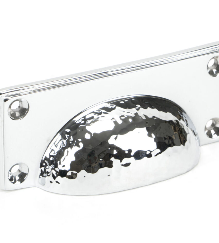 From The Anvil Polished Chrome Hammered Art Deco Drawer Pull