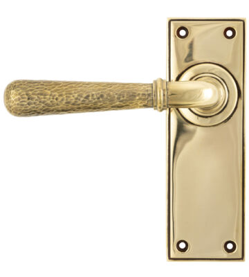 From The Anvil Aged Brass Hammered Newbury Lever Latch Set