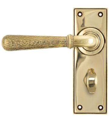 From The Anvil Aged Brass Hammered Newbury Lever Bathroom Set