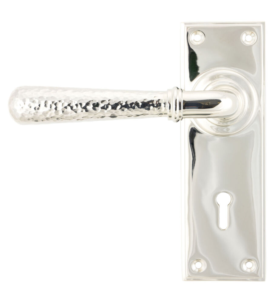From The Anvil Polished Nickel Hammered Newbury Lever Lock Set