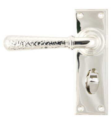 From The Anvil Polished Nickel Hammered Newbury Lever Bathroom Set