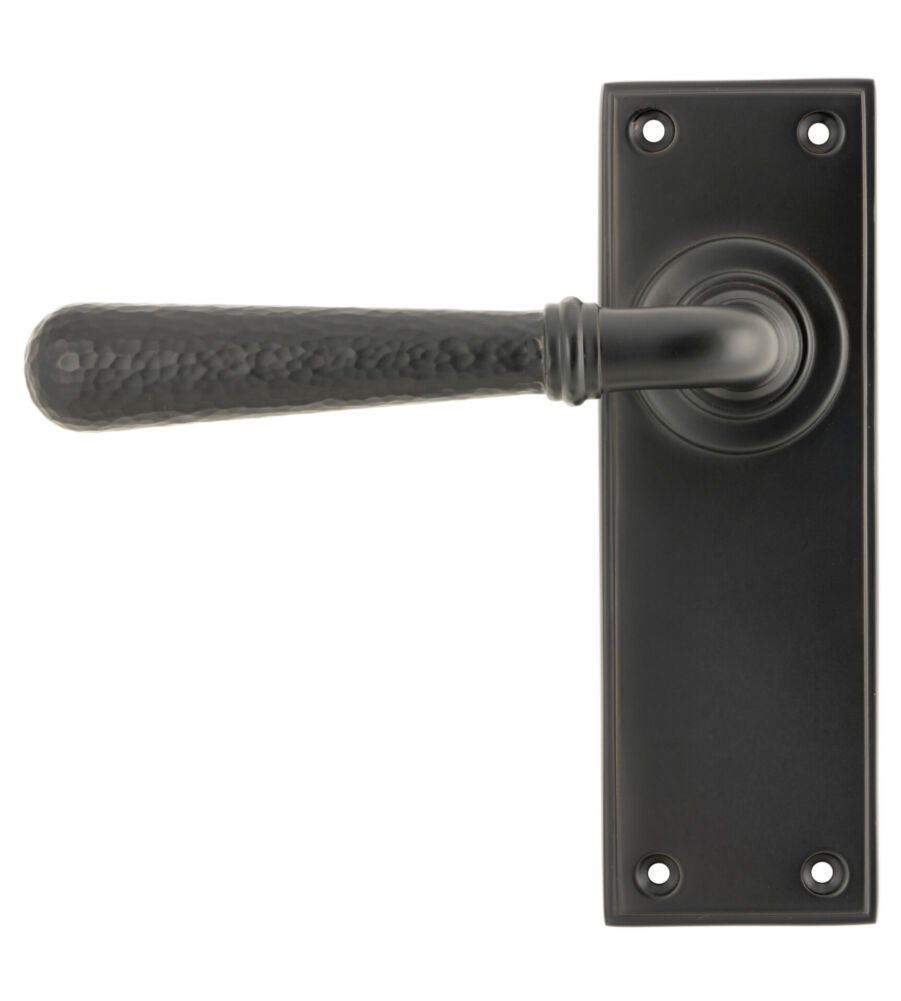 From The Anvil Aged Bronze Hammered Newbury Lever Latch Set