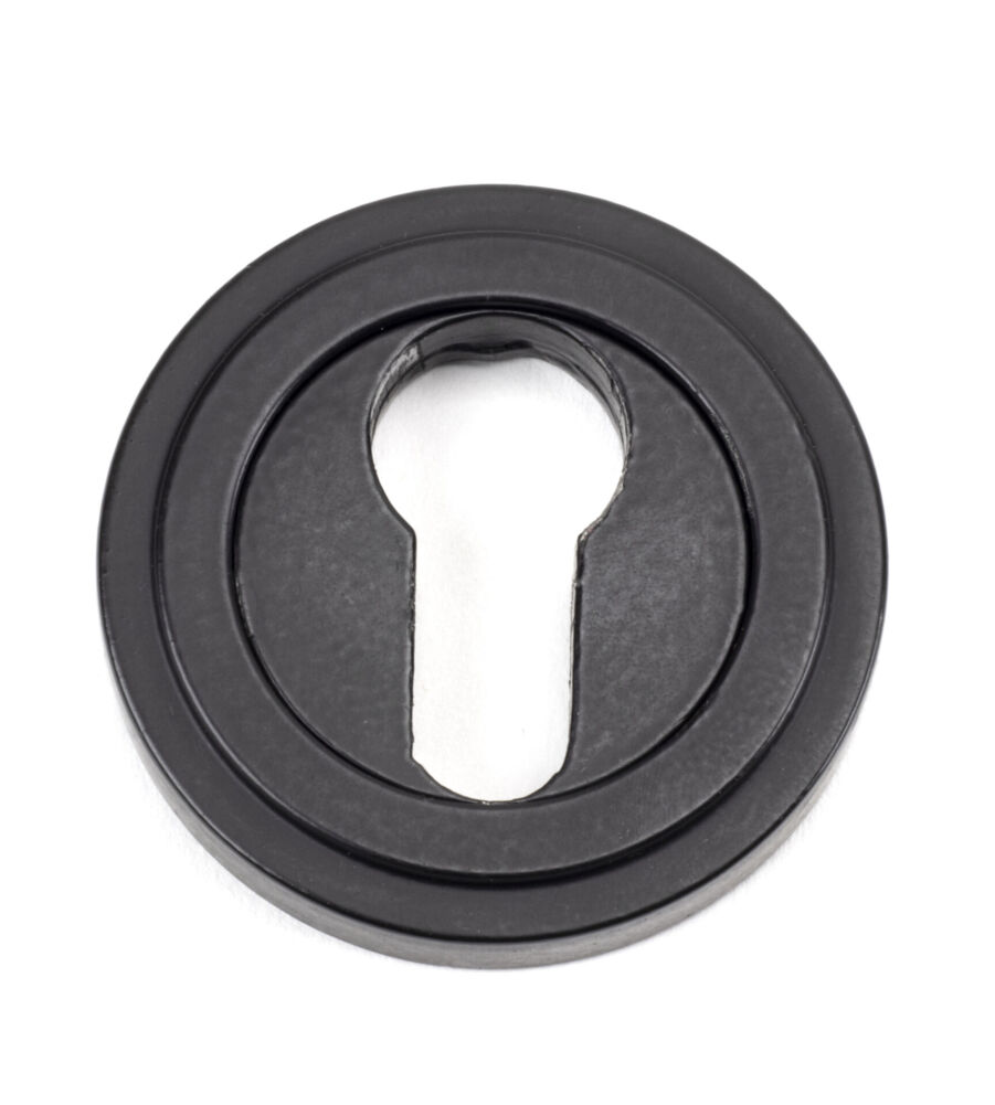 From The Anvil Matt Black Round Euro Escutcheon (Art Deco)