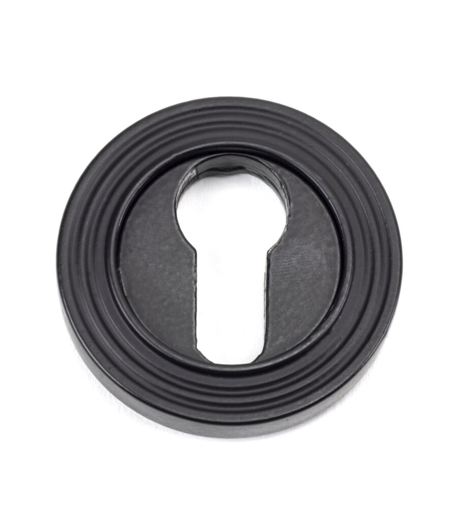 From The Anvil Matt Black Round Euro Escutcheon (Beehive)