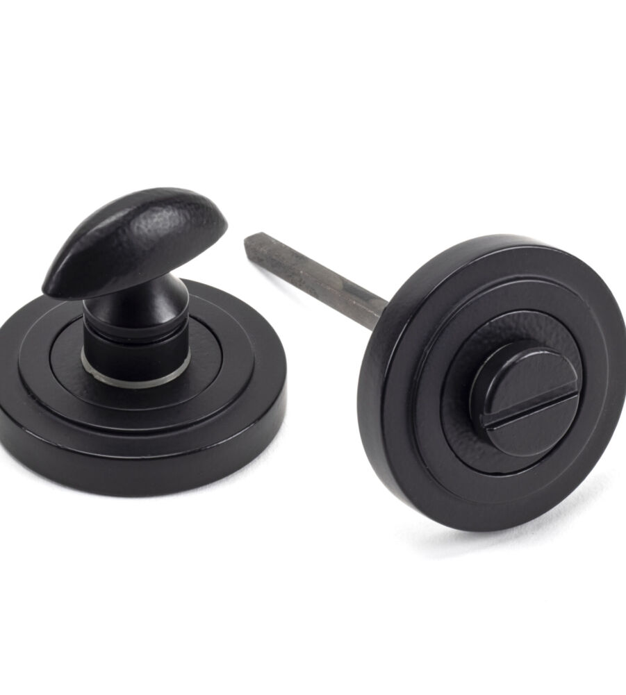 From The Anvil Matt Black Round Thumbturn Set (Art Deco)