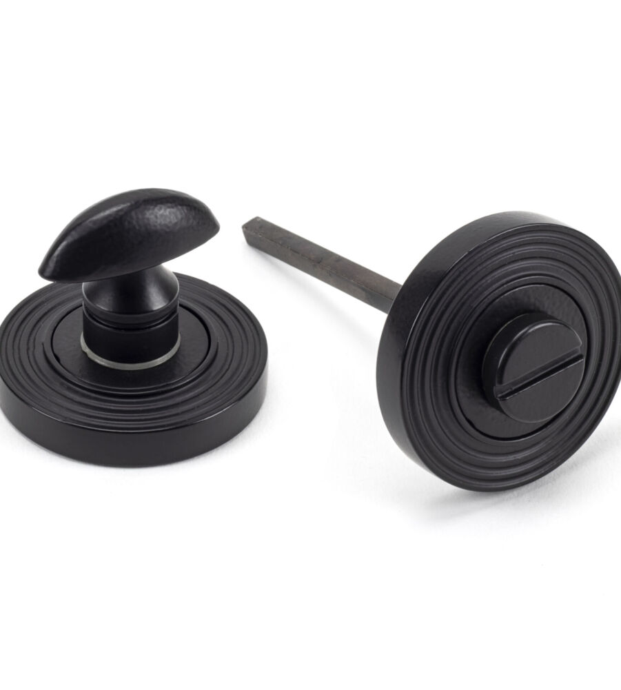 From The Anvil Matt Black Round Thumbturn Set (Beehive)