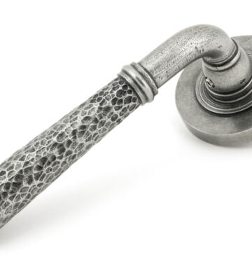 From The Anvil Pewter Hammered Newbury Lever on Rose Set (Plain) – U