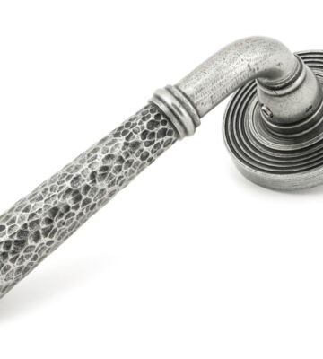 From The Anvil Pewter Hammered Newbury Lever on Rose Set (Beehive) – U