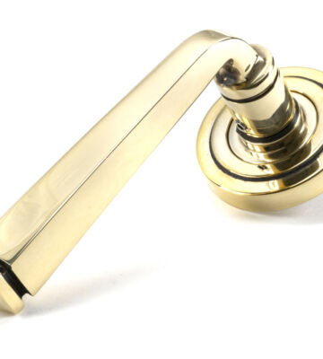 From The Anvil Aged Brass Avon Round Lever on Rose Set (Art Deco)