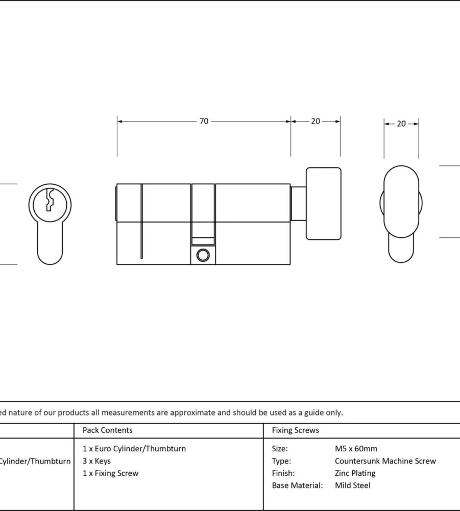 From The Anvil Polished Bronze 35/35 5pin Euro Cylinder/Thumbturn KA - Image 4