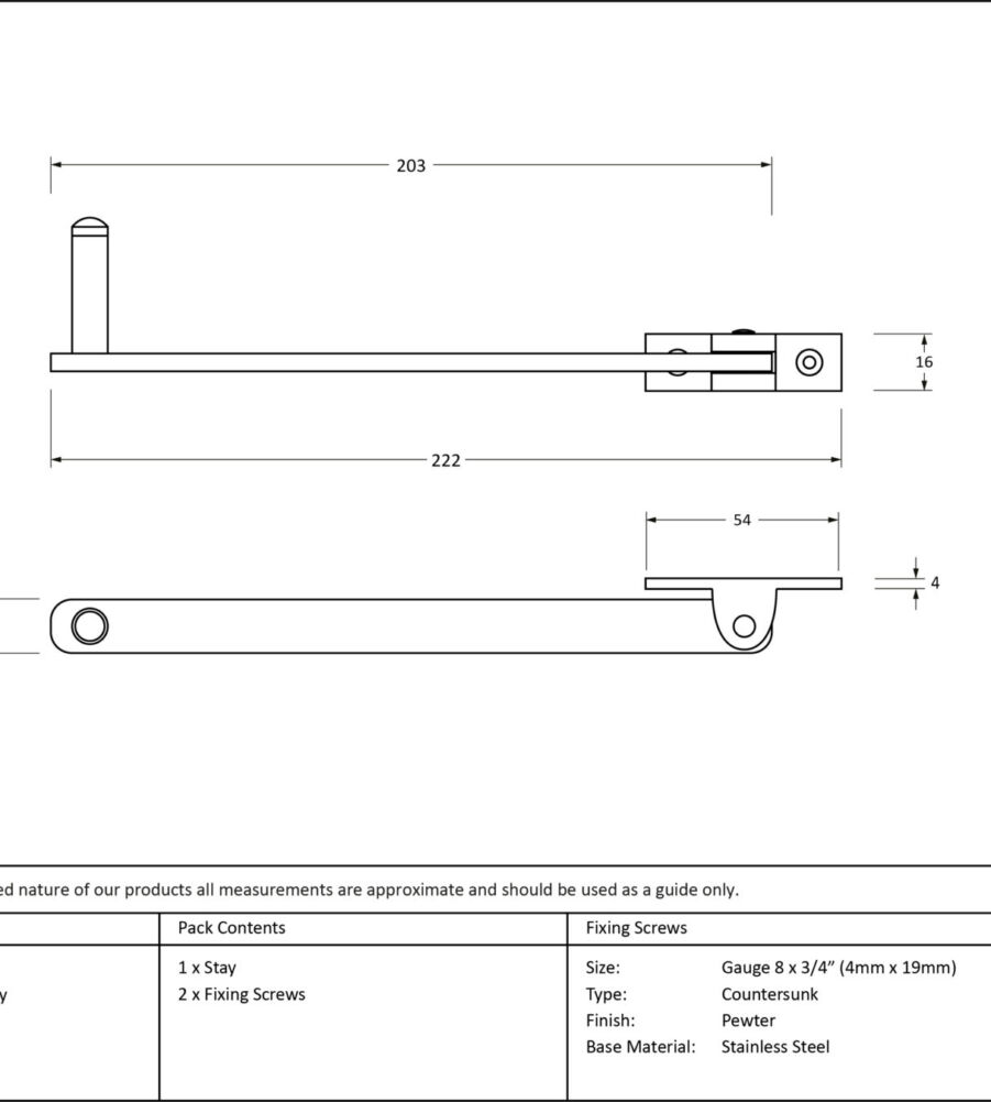 From The Anvil Pewter 8" Roller Arm Stay - Image 3