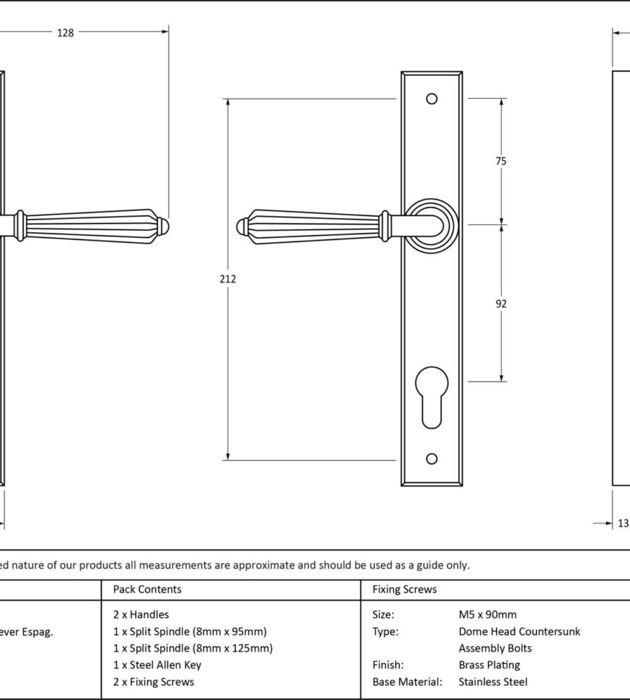 From The Anvil Polished Brass Hinton Slimline Lever Espag. Lock Set - Image 7
