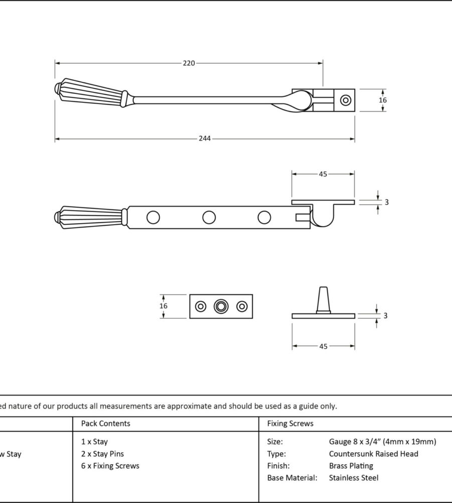 From The Anvil Polished Brass 8" Hinton Stay - Image 4