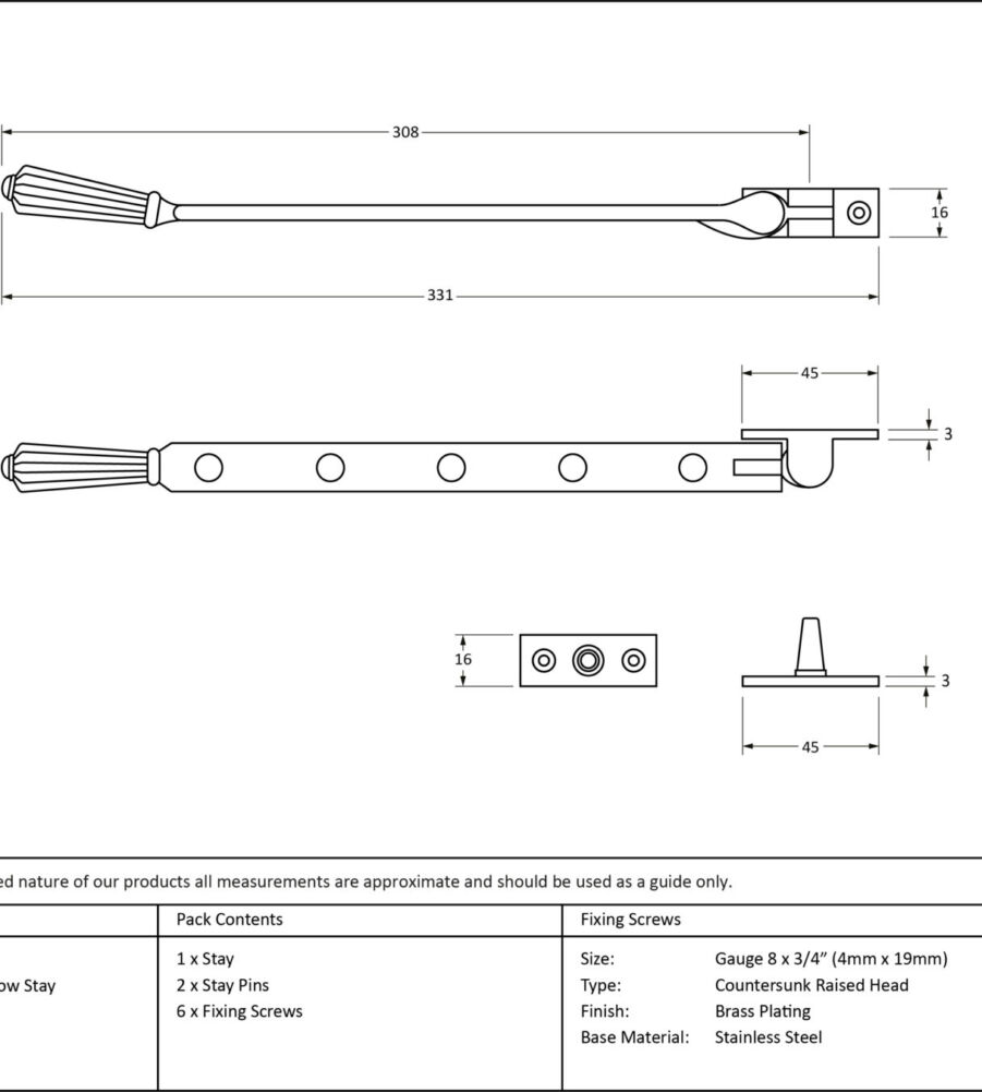 From The Anvil Polished Brass 12" Hinton Stay - Image 4