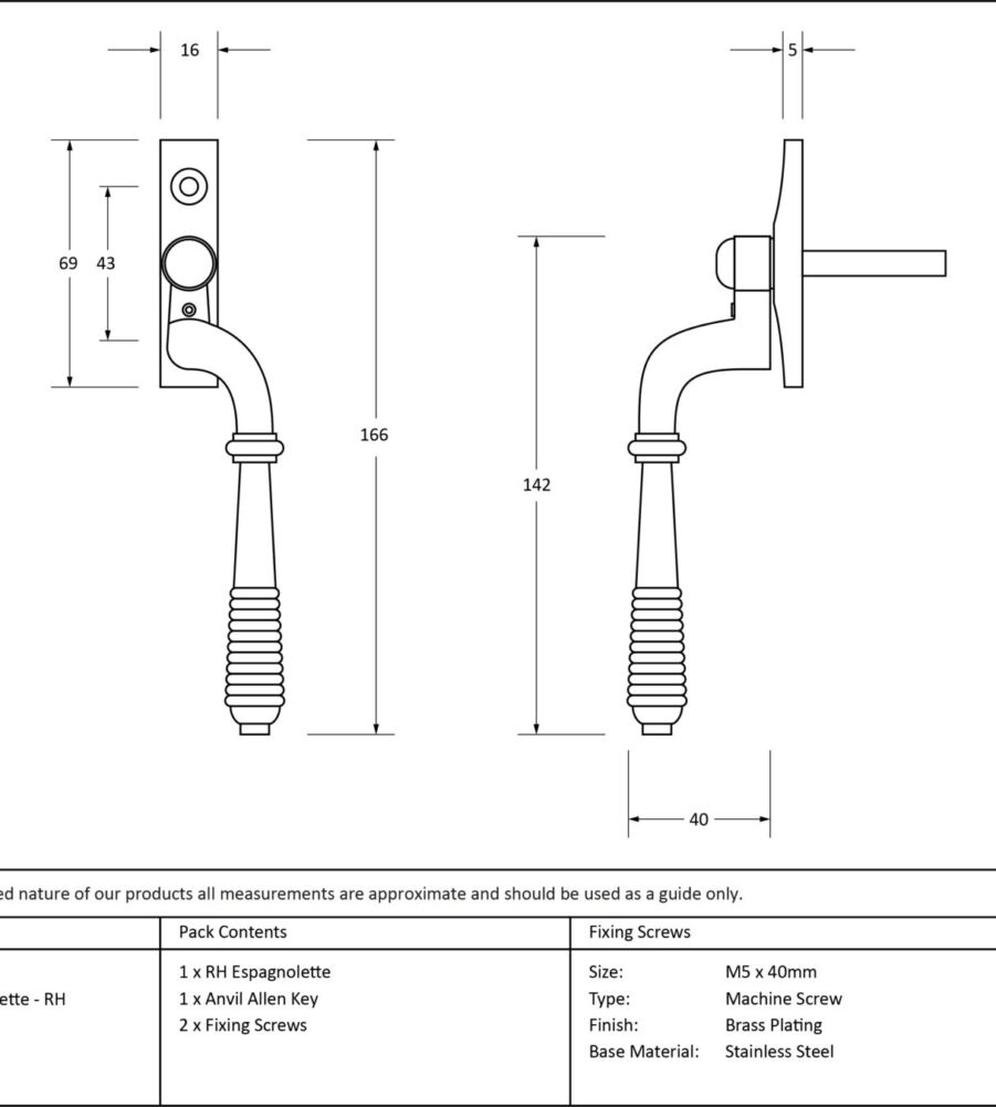 From The Anvil Polished Brass Reeded Espag - RH - Image 4
