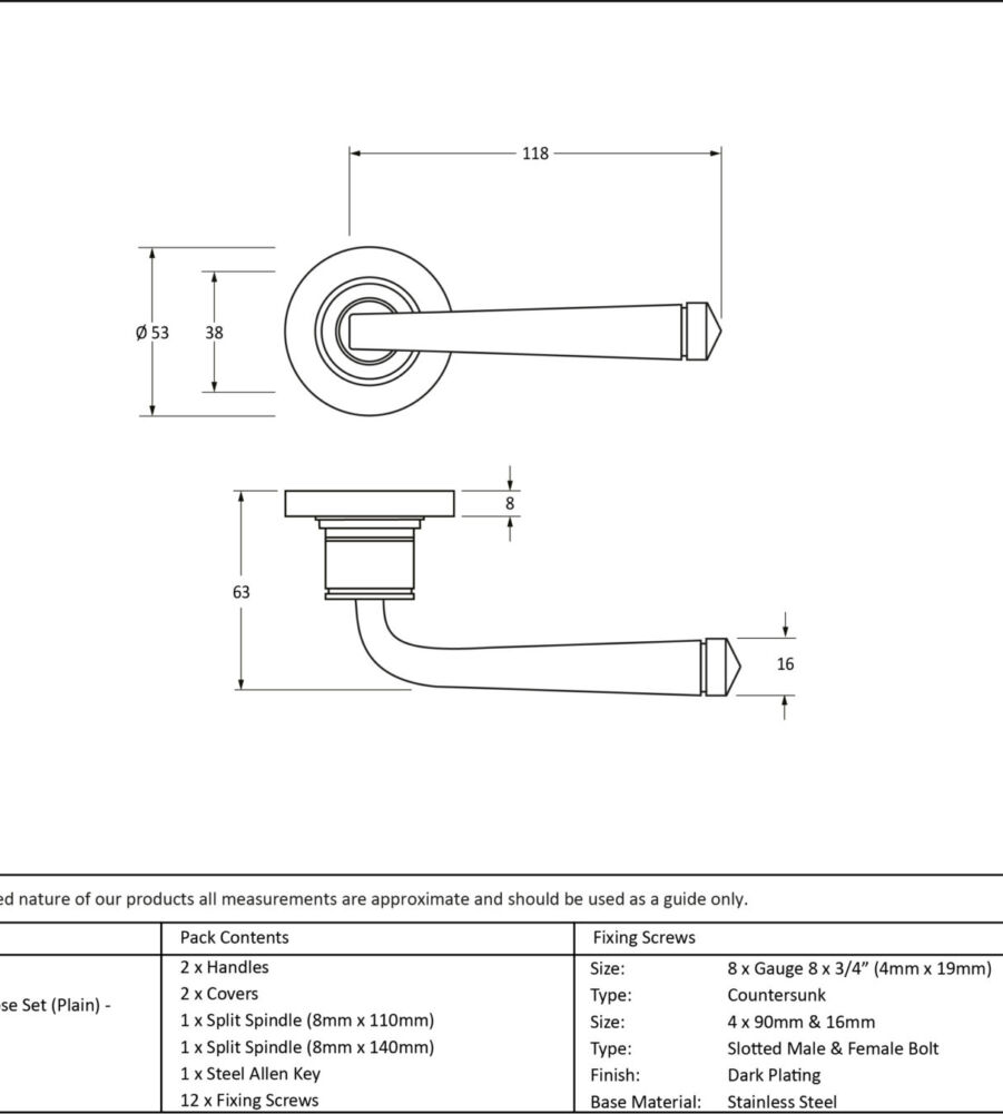 From The Anvil Aged Brass Avon Round Lever on Rose Set (Plain) - Unsprung - Image 5