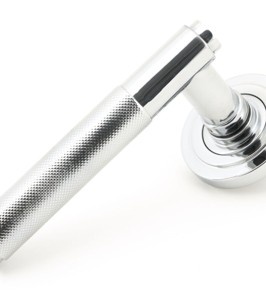 From The Anvil Polished Chrome Brompton Lever on Rose Set (Art Deco) - Unsprung