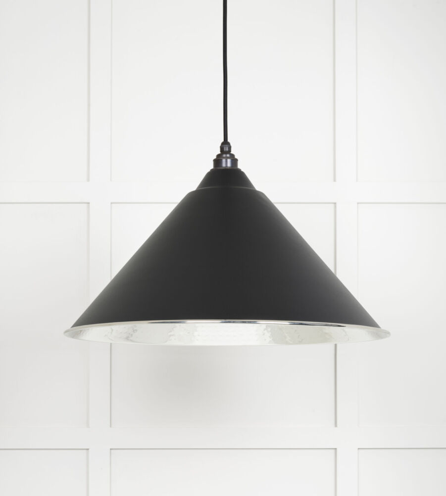 From The Anvil Hammered Nickel Hockley Pendant in Elan Black
