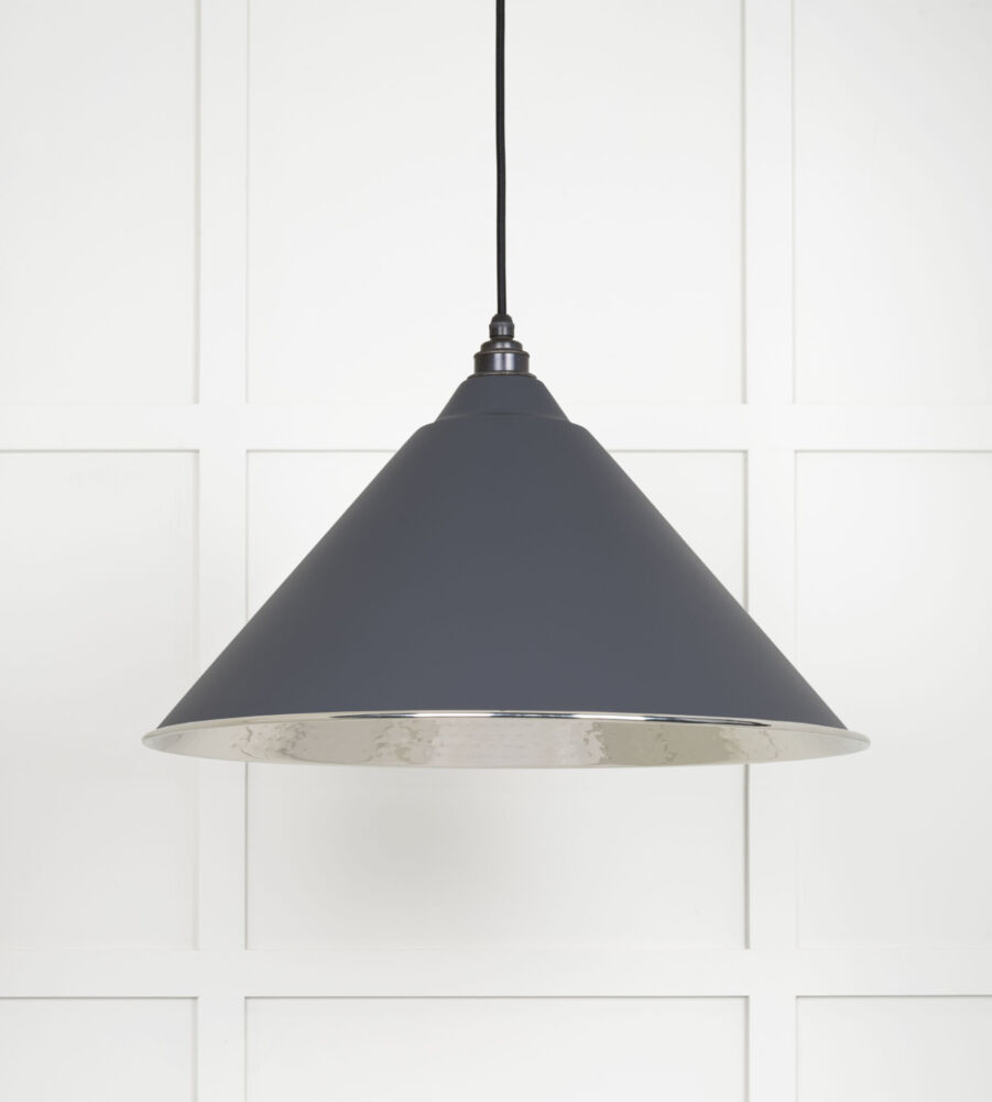 From The Anvil Hammered Nickel Hockley Pendant in Slate - Image 3
