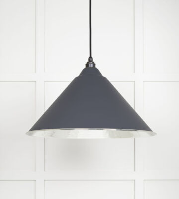 From The Anvil Hammered Nickel Hockley Pendant In Slate