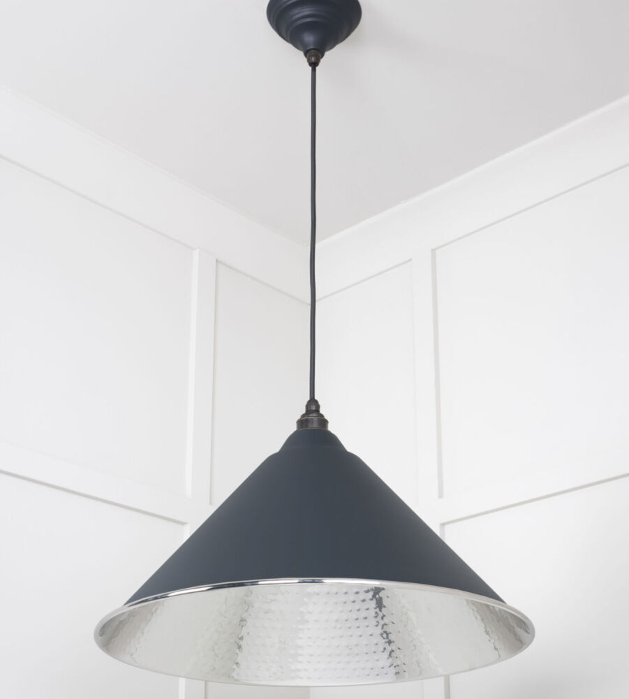 From The Anvil Hammered Nickel Hockley Pendant in Soot - Image 4