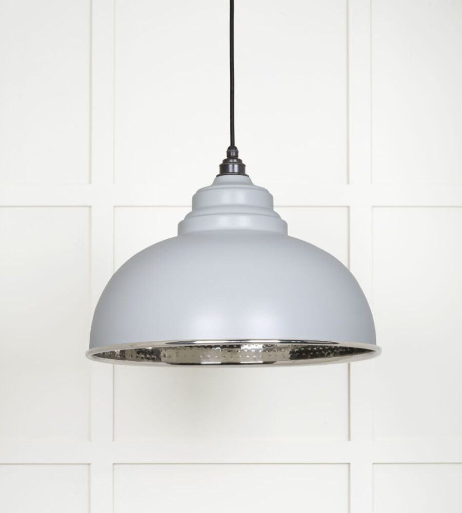 From The Anvil Hammered Nickel Harborne Pendant in Birch - Image 3