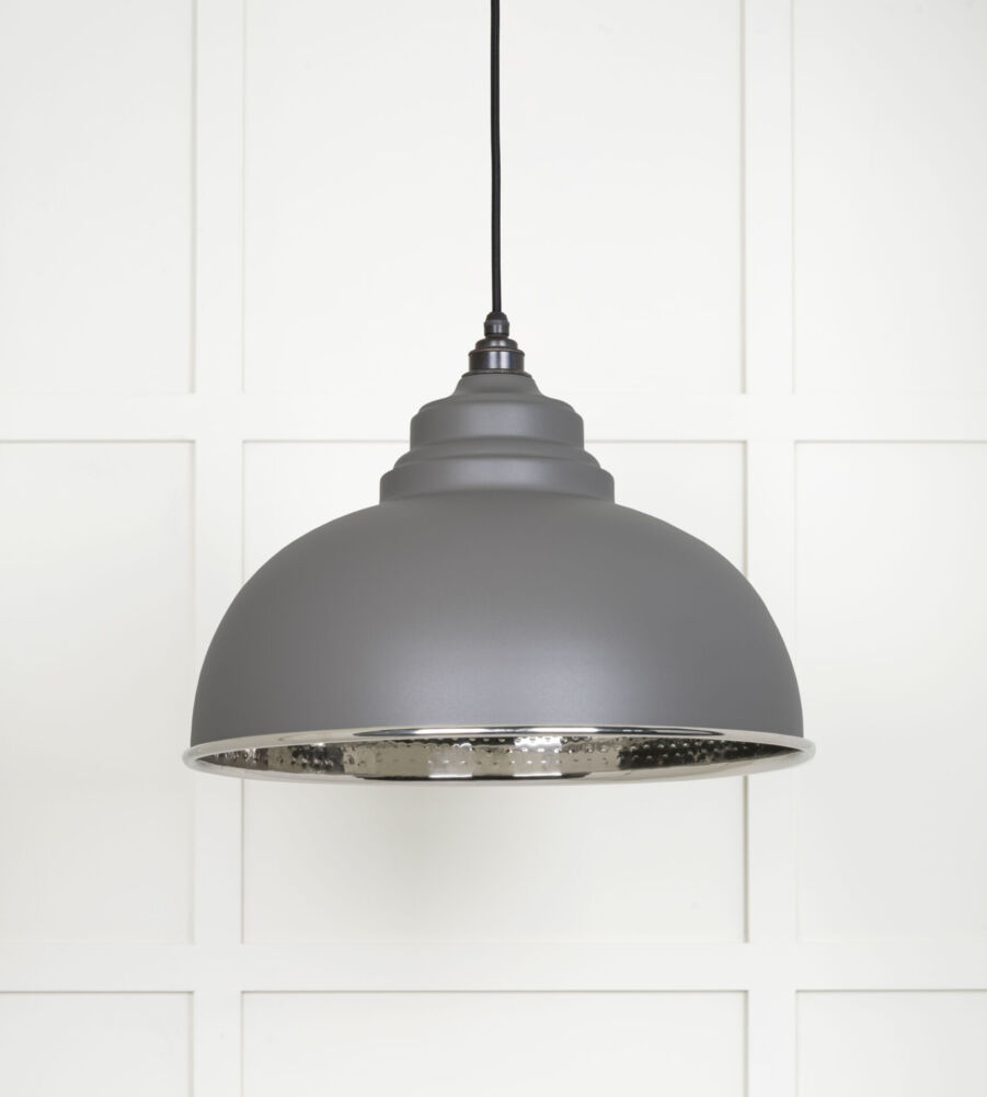 From The Anvil Hammered Nickel Harborne Pendant in Bluff - Image 3