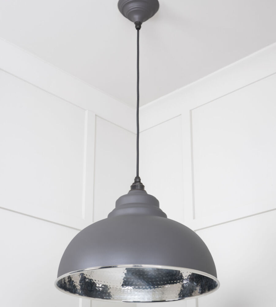 From The Anvil Hammered Nickel Harborne Pendant in Bluff - Image 4